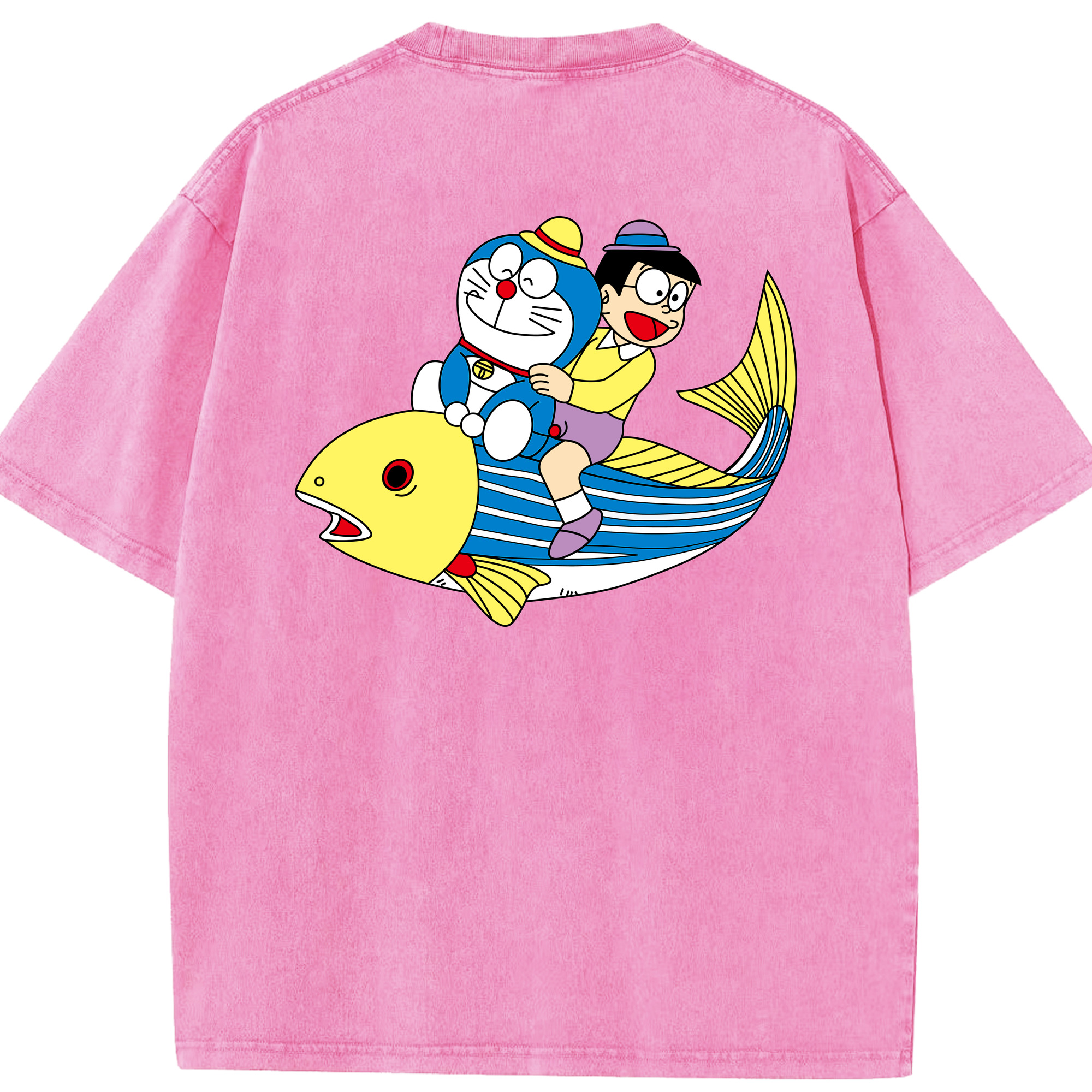 （画像用） ドラえもん 野比 のび太 Doraemon Nobita Nobi 綿100% ヴィンテージ風 半袖Tシャツ（背面プリント）